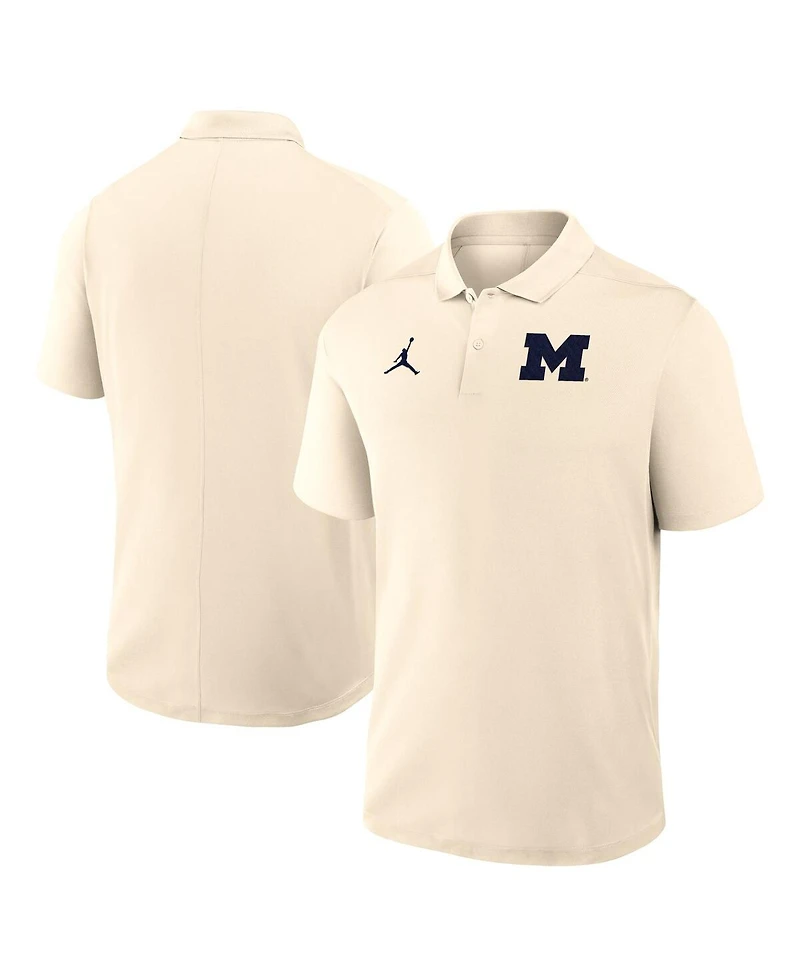 Jordan Men's Tan Michigan Wolverines Primary Logo Victory Performance Polo Shirt