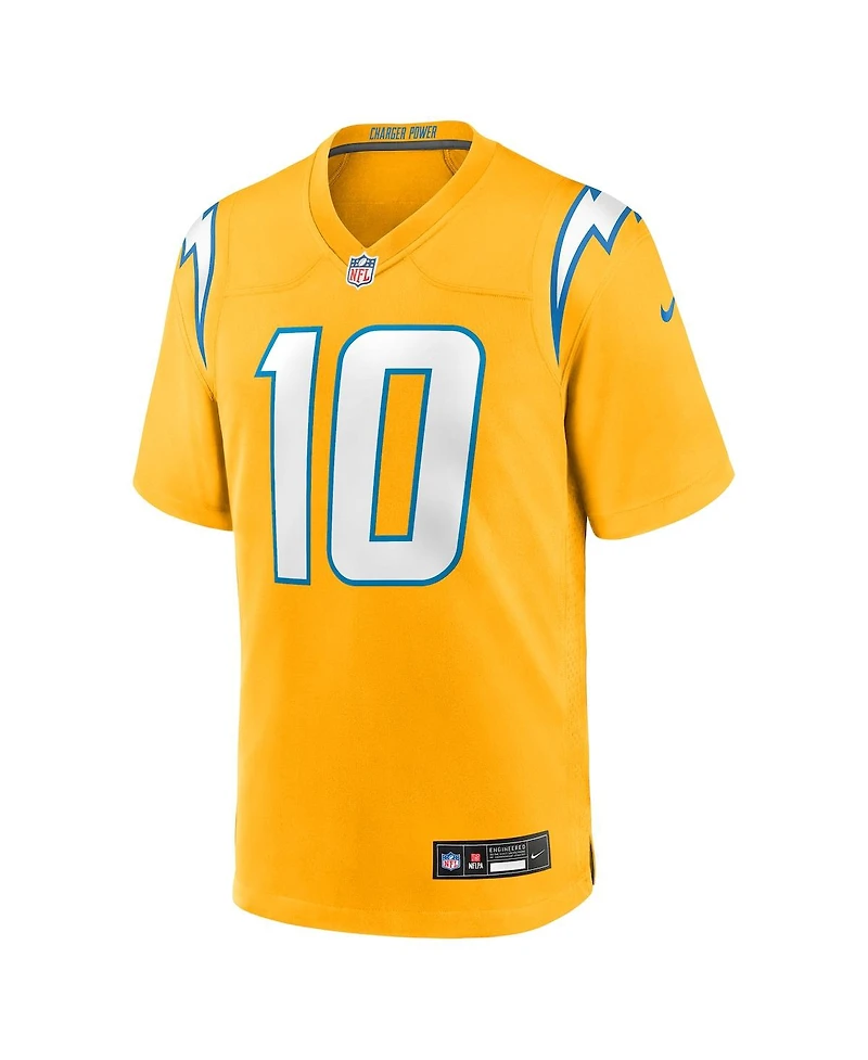 Nike Men's Justin Herbert Gold Los Angeles Chargers Alternate Charger Power Game Player Jersey