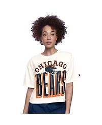 Starter Women's Cream Chicago Bears Throwback Play the Ball Boxy Cropped T-Shirt
