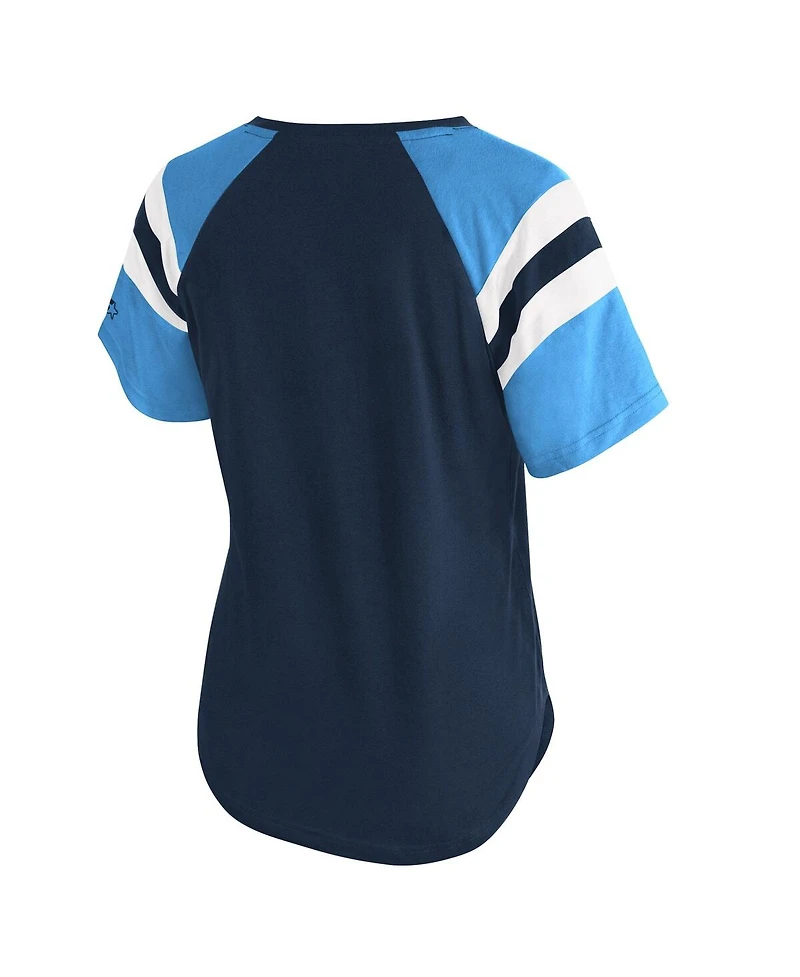 Starter Women's Navy Tennessee Titans Game On Notch Neck Raglan T-Shirt