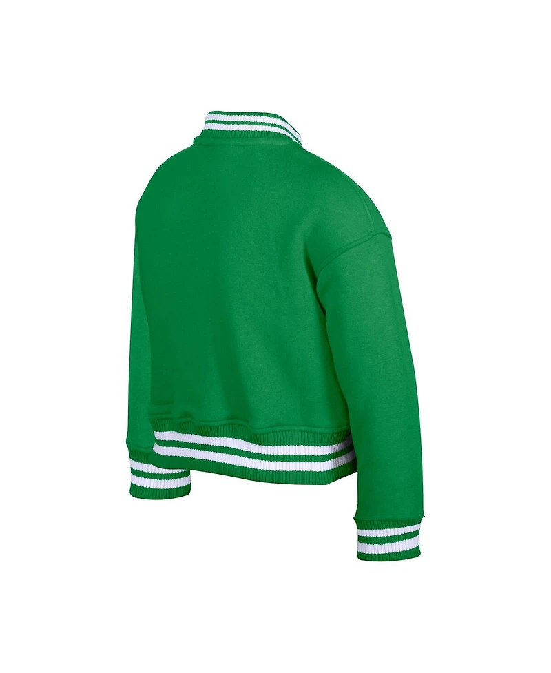 New Era Big Boys and Girls Kelly Green Philadelphia Eagles Throwback Chenille applique Fleece Full-Snap Jacket