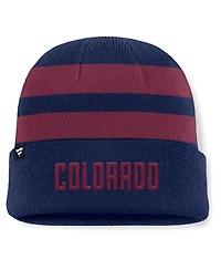 Fanatics Men's Navy/Burgundy Colorado Avalanche Fundamental Swipe Stripe Cuffed Knit Hat