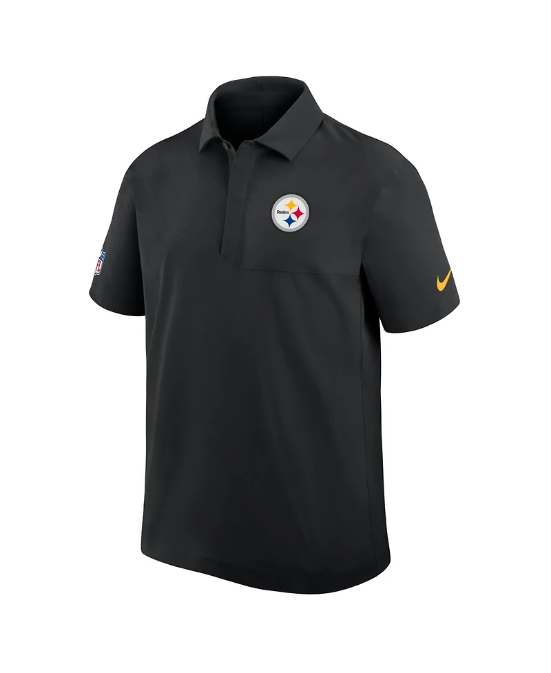 Nike Men's Black Pittsburgh Steelers Sideline City Pride Woven Performance Polo Shirt