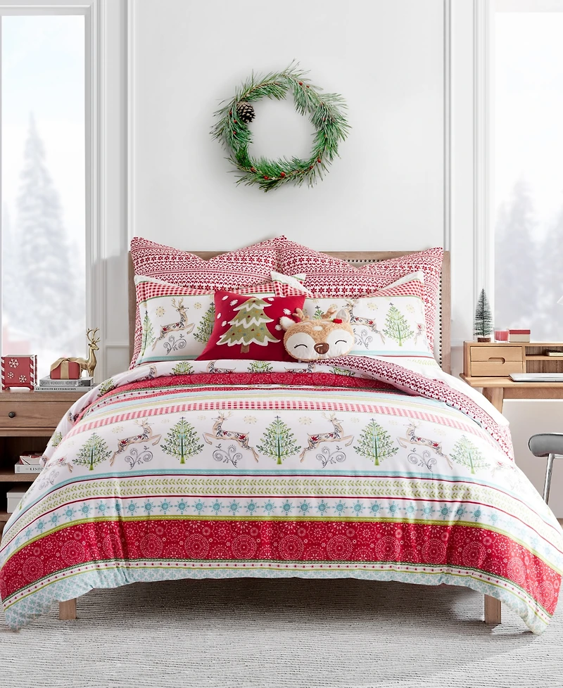 Levtex Home Merry and Bright Comet and Cupid Reversible -Pc. Duvet Cover Set