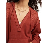 Lucky Brand Women's Crochet Trim Baja Hoodie