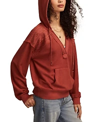 Lucky Brand Women's Crochet Trim Baja Hoodie