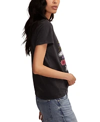Lucky Brand Women's Grateful Dead Flower Bear Classic Crew Neck T-shirt