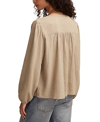 Lucky Brand Women's Peasant Button Down Blouse