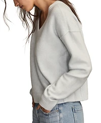 Lucky Brand Women's Waffle V-Neck Sweater