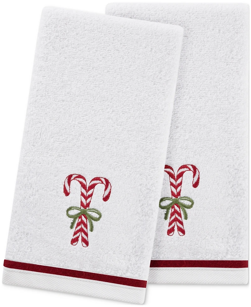 Decor Studio Holiday Candy Canes Turkish Cotton 2-Pc. Hand Towel Set, 16" x 28"