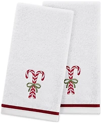 Decor Studio Holiday Candy Canes Turkish Cotton 2-Pc. Hand Towel Set, 16" x 28"