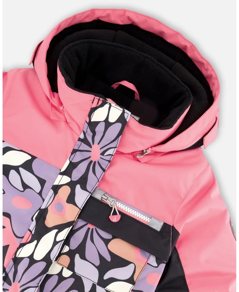 Deux par Girl One-Piece Play Snowsuit Black Retro Flower Print