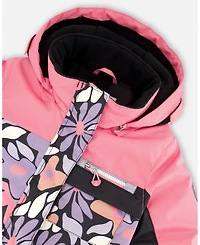 Deux par Girl One-Piece Play Snowsuit Black Retro Flower Print
