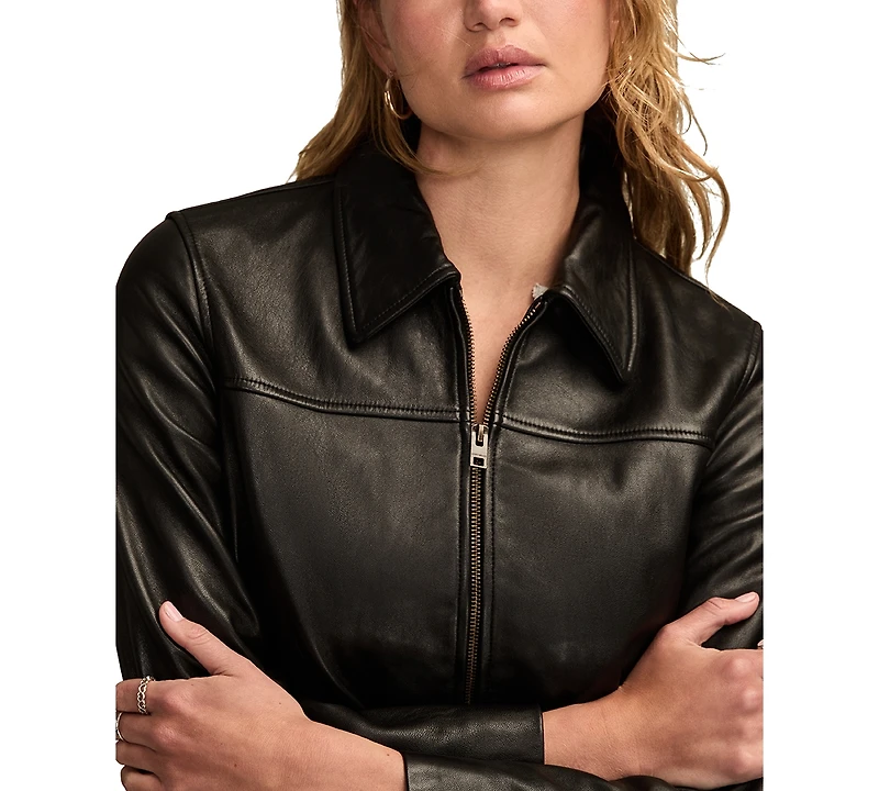 Lucky Brand Women's Zip Up Leather Jacket
