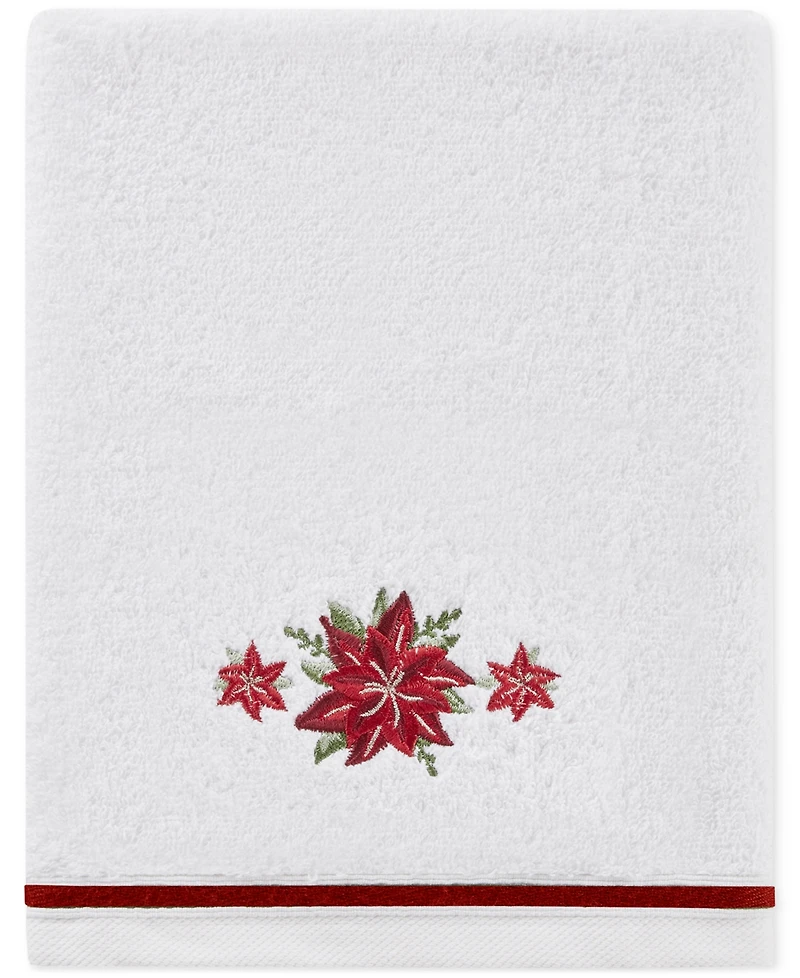 Decor Studio Holiday Poinsettias Turkish Cotton 2-Pc. Hand Towel Set, 16" x 28"
