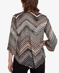 Alfred Dunner Women's Classic Chevron Stripe Top with Necklace