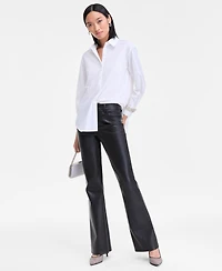 I.n.c. International Concepts Women's Embellished-Cuff Relaxed Shirt, Macy's Exclusive