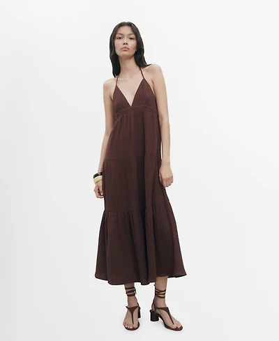 Mango Women's V-Neck Cotton Dress