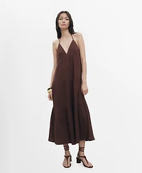 Mango Women's V-Neck Cotton Dress