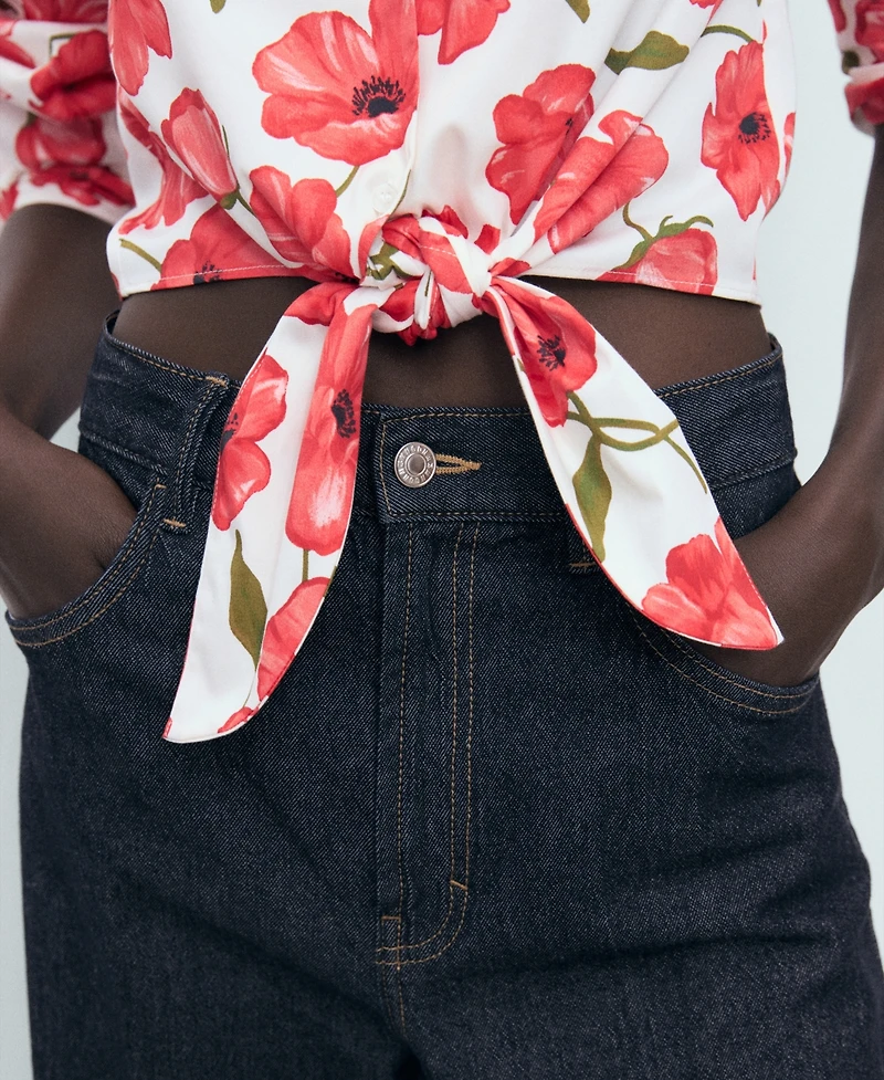 Mango Women's Floral-Print Poplin Shirt