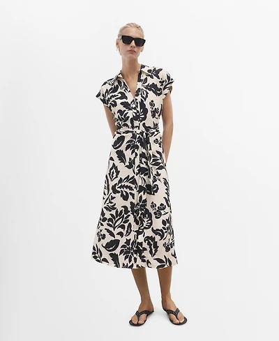 Mango Women's Floral Print Shirt Dress