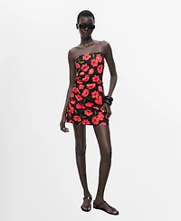 Mango Women's Strapless Floral Dress