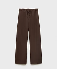 Mango Women's Lyocell Wide Leg Tie Pants