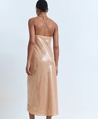Mango Women's Sequined Halter Neck Dress