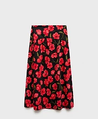 Mango Women's Floral-Print Flared Skirt