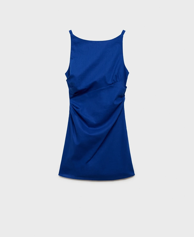 Mango Women's Short Draped Linen Dress