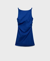 Mango Women's Short Draped Linen Dress