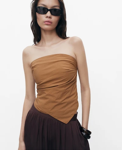 Mango Women's Asymmetrical Strapless Top