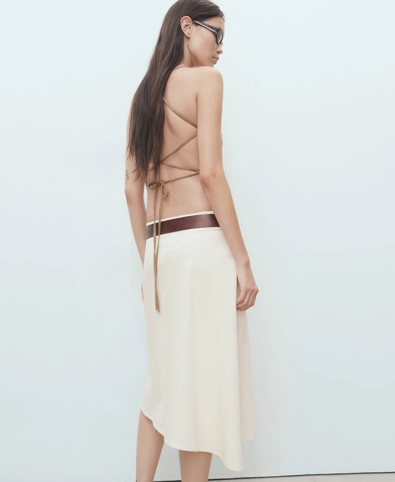 Mango Women's Asymmetrical Cotton Midi Skirt