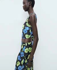 Mango Women's Floral-Print Long Skirt