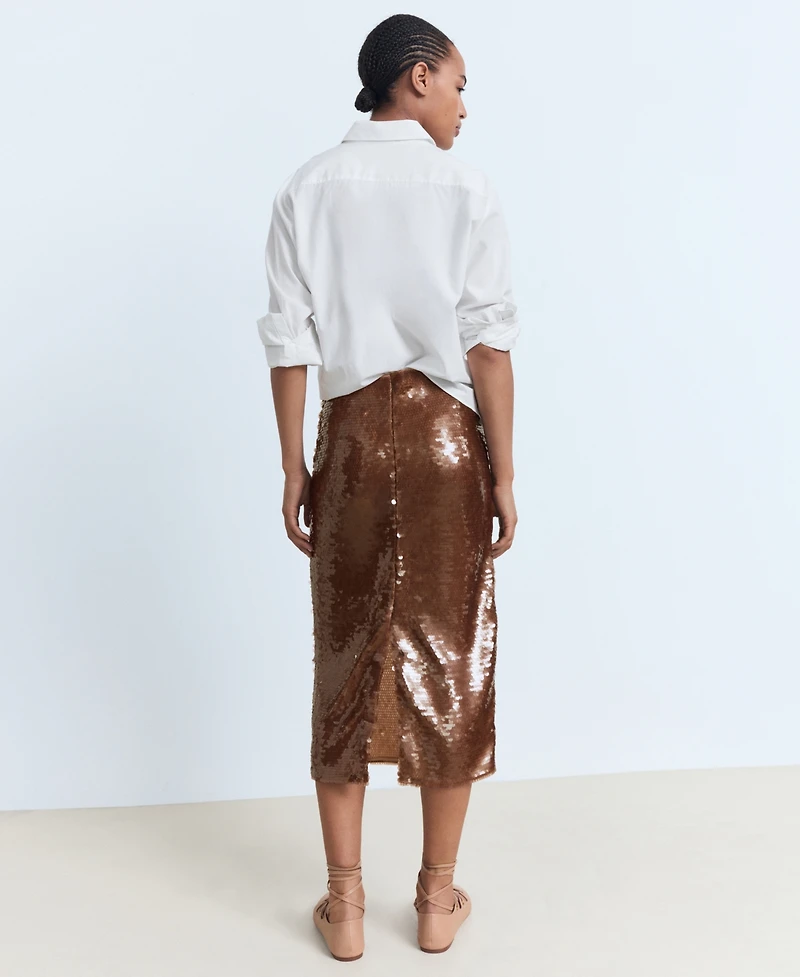 Mango Women's Midi Sequin Skirt