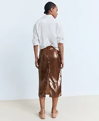 Mango Women's Midi Sequin Skirt