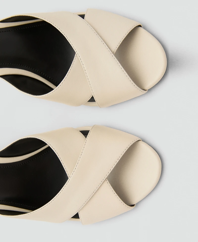 Mango Women's Cross-Strap Leather Sandals