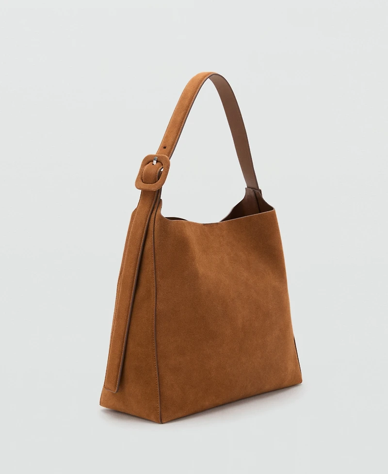 Mango Women's Large Suede Leather Shopper Bag