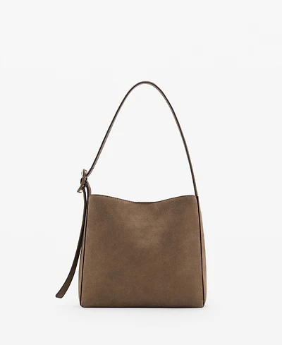 Mango Women's Suede Leather Shopper Bag