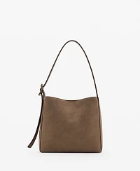 Mango Women's Suede Leather Shopper Bag