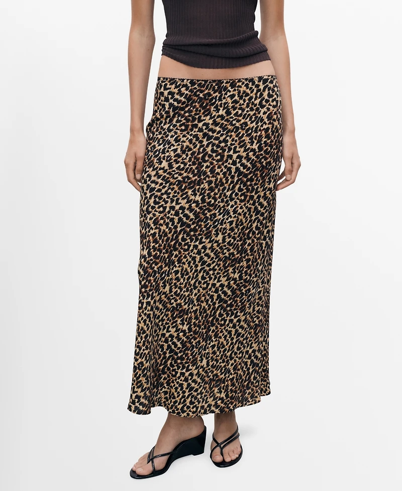 Mango Women's Animal-Print Midi-Skirt