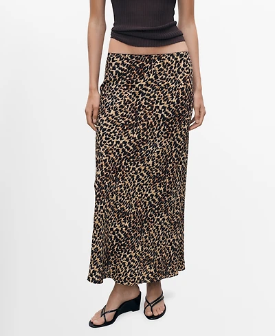 Mango Women's Animal-Print Midi-Skirt