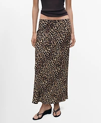 Mango Women's Animal-Print Midi-Skirt