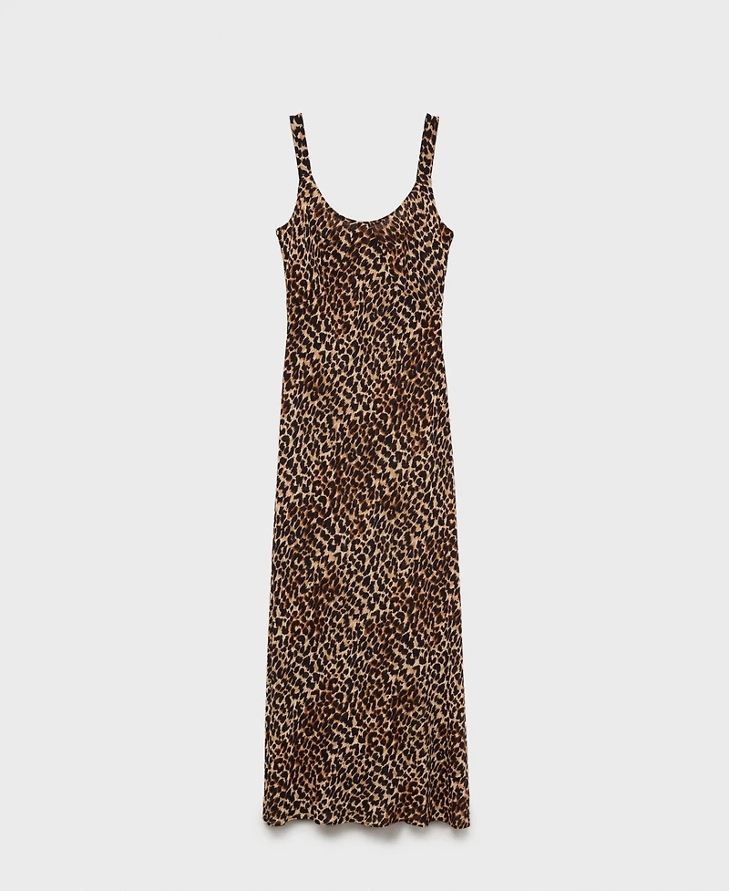 Mango Women's Animal-Print Midi-Dress