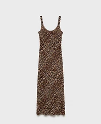 Mango Women's Animal-Print Midi-Dress