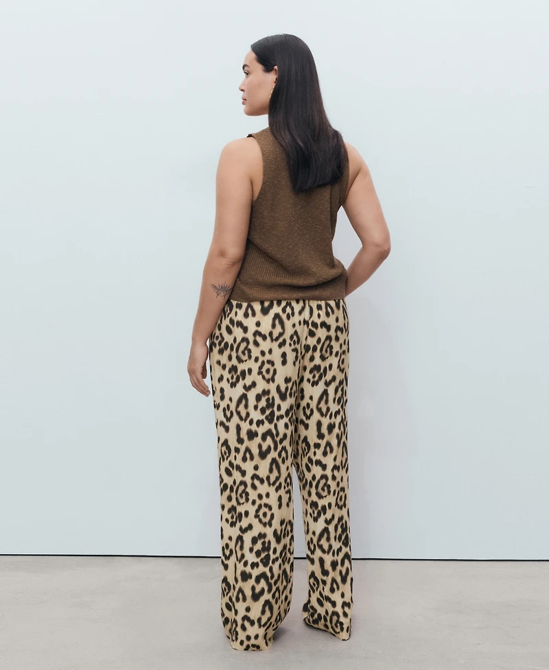 Mango Women's Fluid Animal- Print Pants