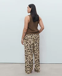 Mango Women's Fluid Animal- Print Pants