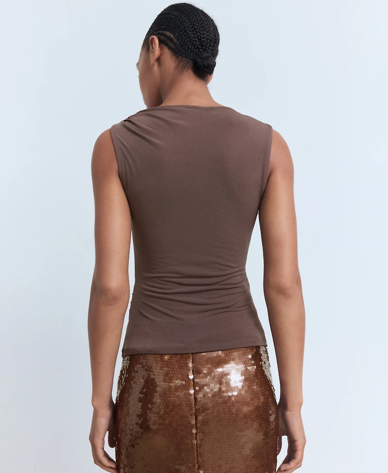 Mango Women's Jewel Detail Ruched Top