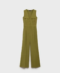 Mango Women's Long Chest-Pocket Jumpsuit