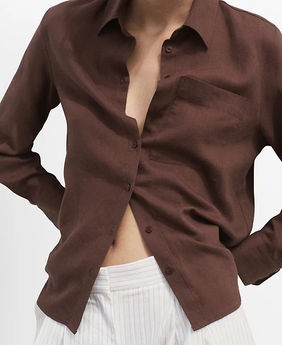 Mango Women's Linen Blend Straight Shirt